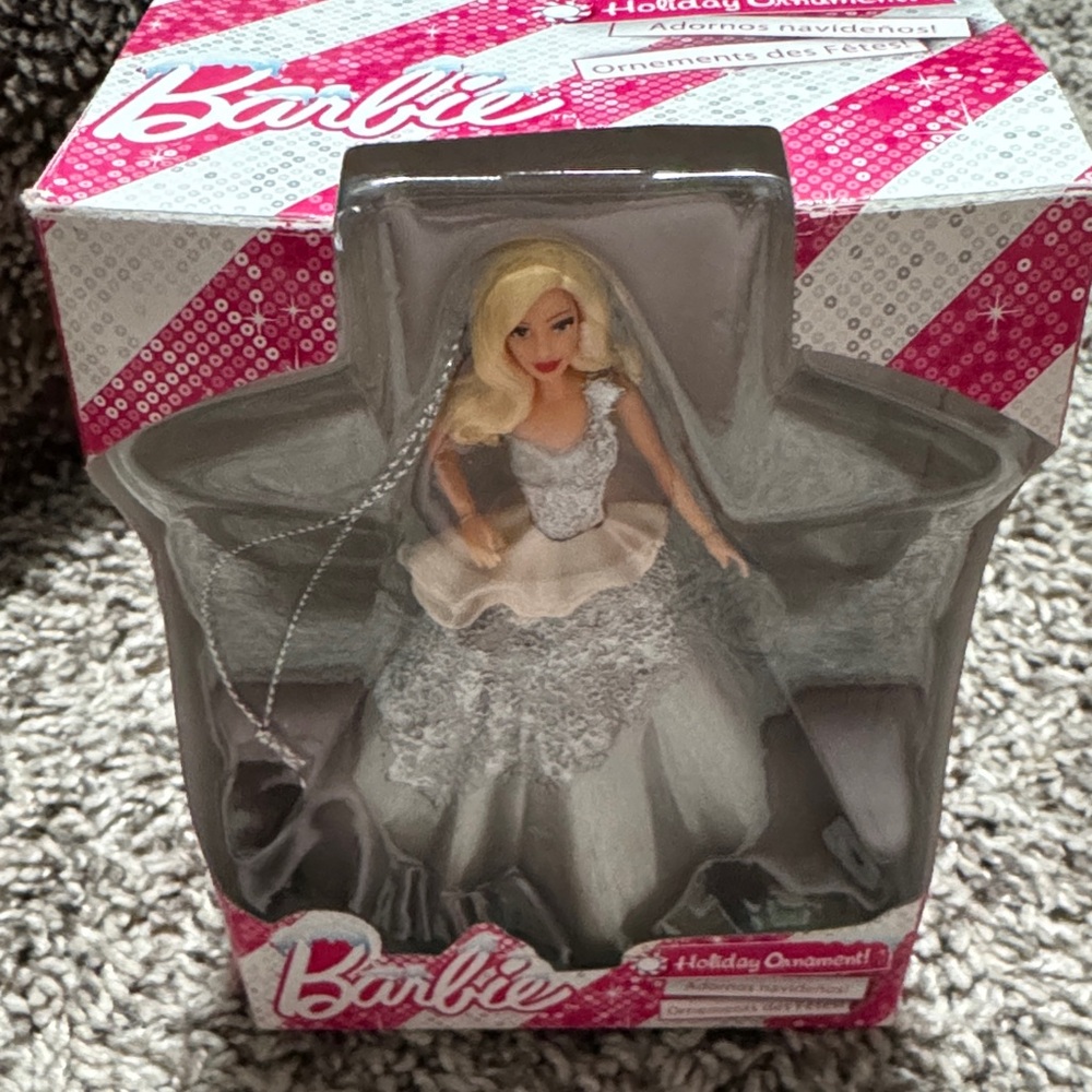Barbie Holiday Ornament with Silver and White Gown
